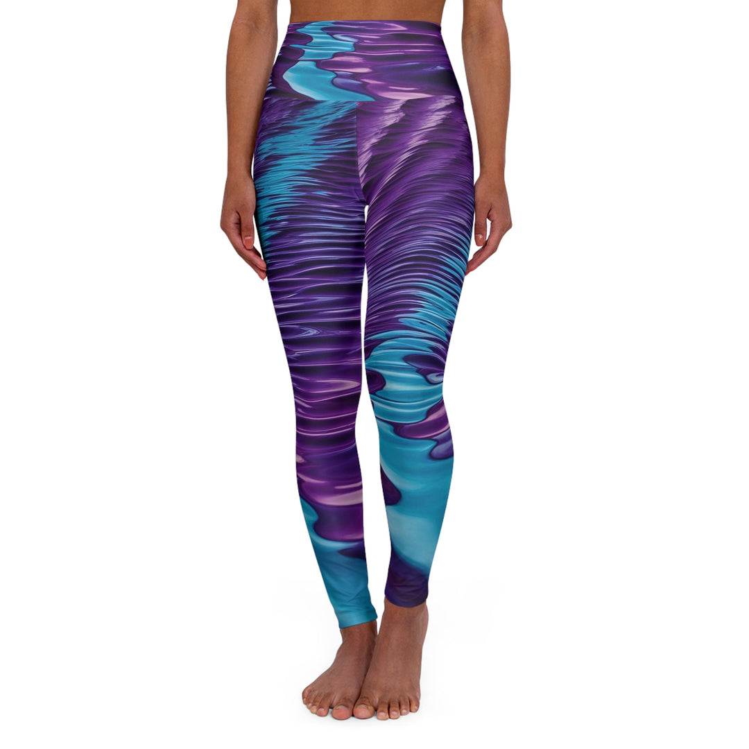 Amethyst Waves Illusion - High Waisted AOP Yoga Leggings - All Over Prints - g(0D·IO) - XS - -