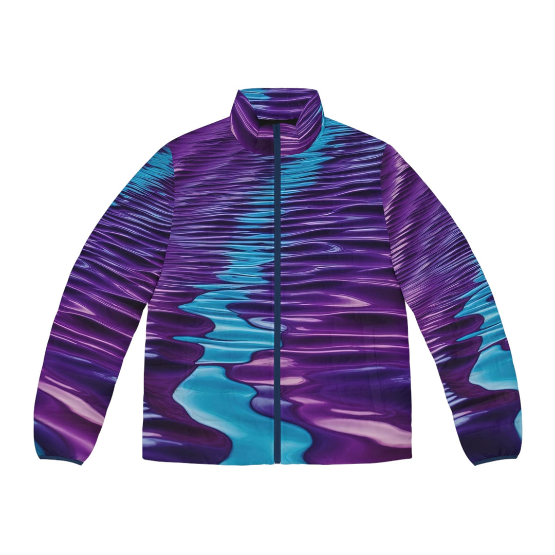 Amethyst Waves Illusion - Puffer Jacket - All Over Prints - g(0D·IO) - S - Dark blue zipper -