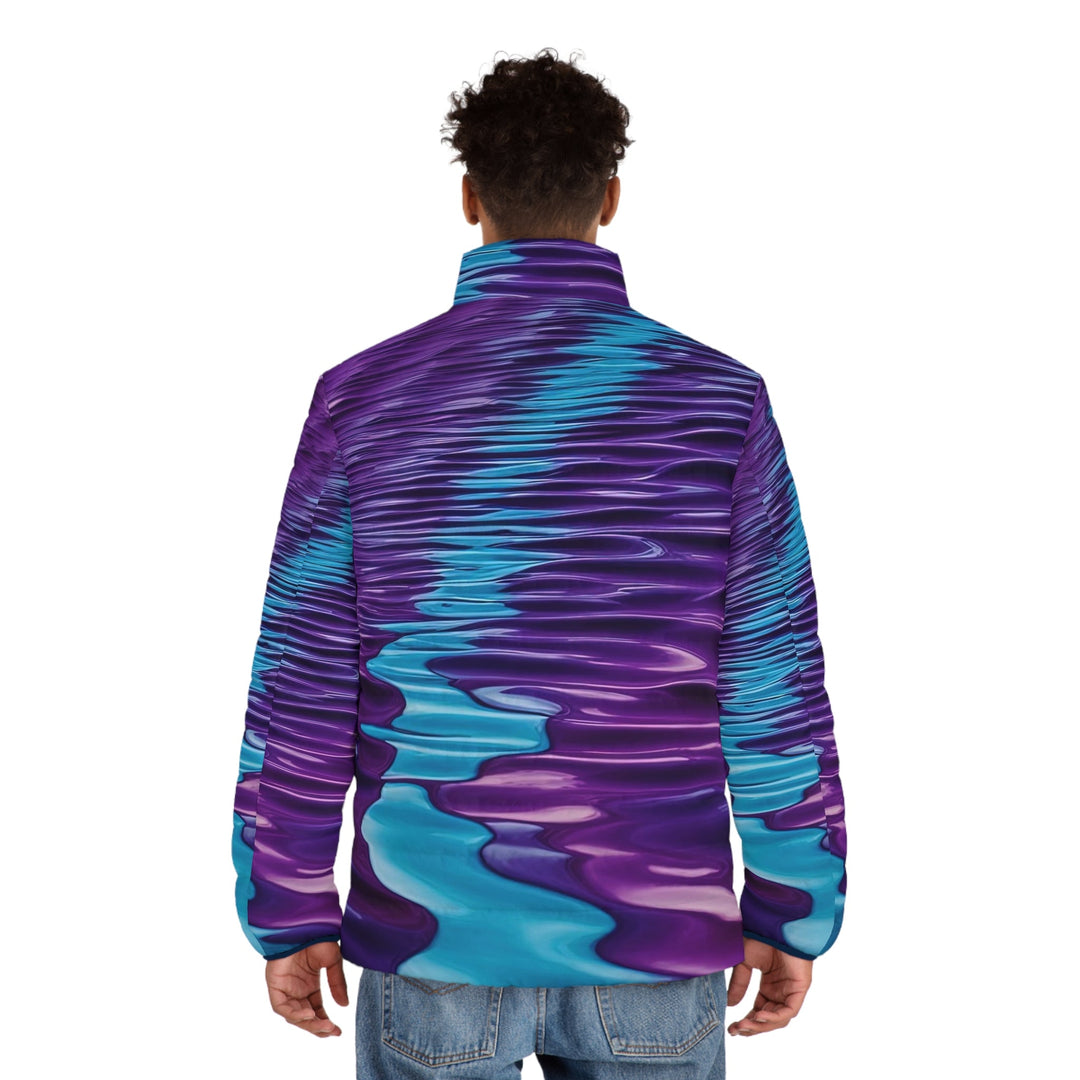 Amethyst Waves Illusion - Puffer Jacket - All Over Prints - g(0D·IO) - S - Black zipper -