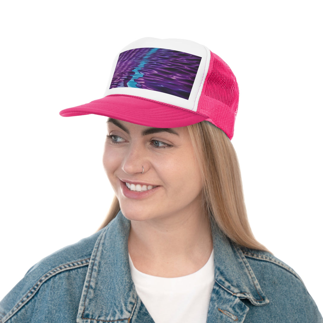 Amethyst Waves Illusion - Trucker Hat - Hats - g(0D·IO) - Pink - One size -