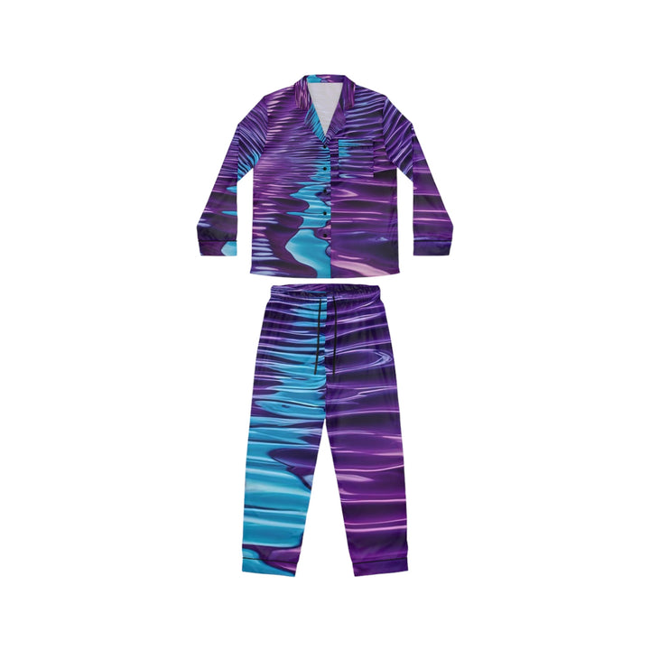 Amethyst Waves Illusion - Women's Satin Pajamas - All Over Prints - g(0D·IO) - XS/S - Black -