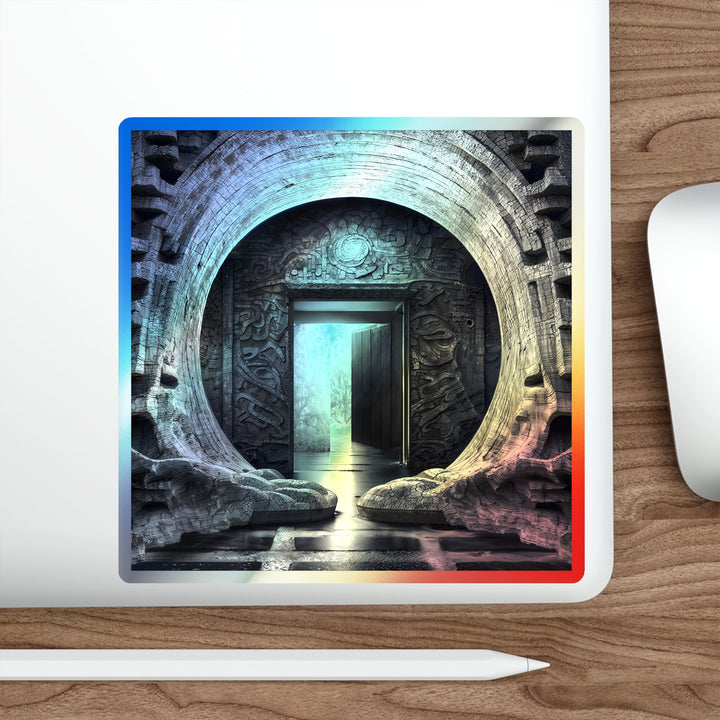 Ancient Gateway Contrast - Holographic Die-Cut Sticker - Paper products - g(0D·IO) - 5" × 5" - Die-Cut - Holographic