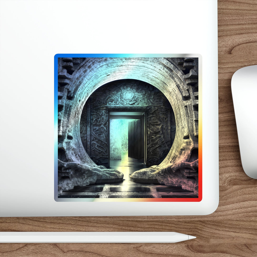 Ancient Gateway Contrast - Holographic Die-Cut Sticker - Paper products - g(0D·IO) - 5" × 5" - Die-Cut - Holographic