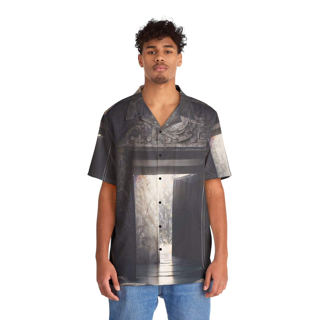 Ancient Gateway Contrast - Men's Hawaiian Shirt - All Over Prints - g(0D·IO) - S - Black -