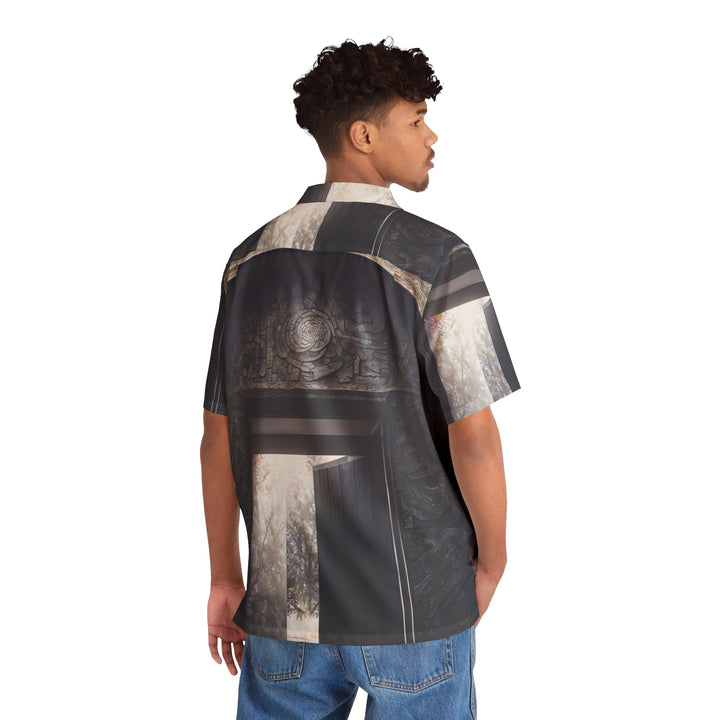 Ancient Gateway Contrast - Men's Hawaiian Shirt - All Over Prints - g(0D·IO) - S - Black -