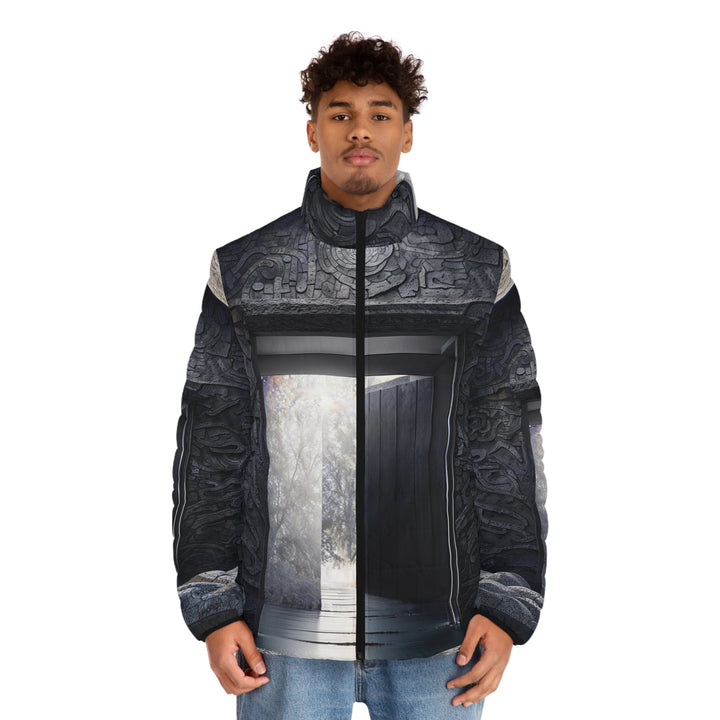 Ancient Gateway Contrast - Puffer Jacket - All Over Prints - g(0D·IO) - S - Black zipper -