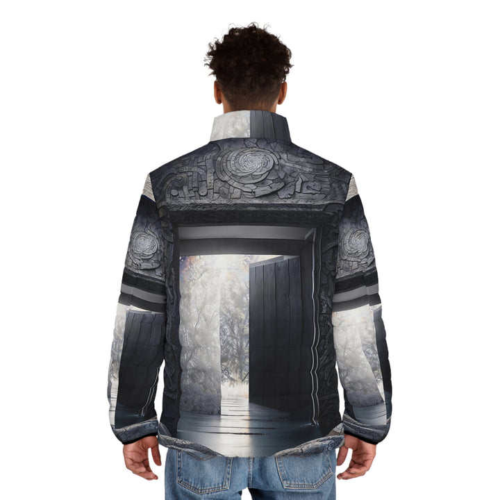 Ancient Gateway Contrast - Puffer Jacket - All Over Prints - g(0D·IO) - S - Black zipper -