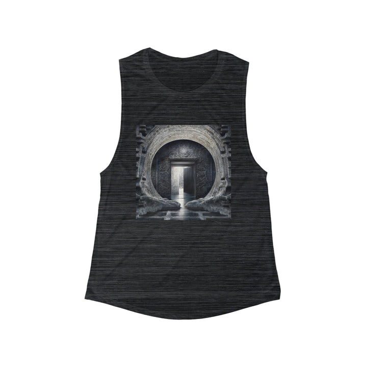 Ancient Gateway Contrast - Women's Flowy Scoop Muscle Tank - Tank Top - g(0D·IO) - S - Black Slub -