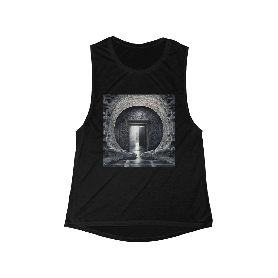 Ancient Gateway Contrast - Women's Flowy Scoop Muscle Tank - Tank Top - g(0D·IO) - S - Black -