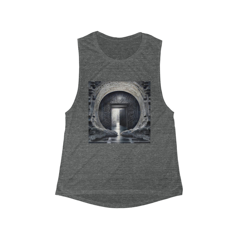 Ancient Gateway Contrast - Women's Flowy Scoop Muscle Tank - Tank Top - g(0D·IO) - S - Asphalt Slub -