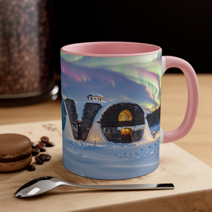 Auroral Arctic Abodes - Accent Coffee Mug - Mug - g(0D·IO) - Pink - 11oz -