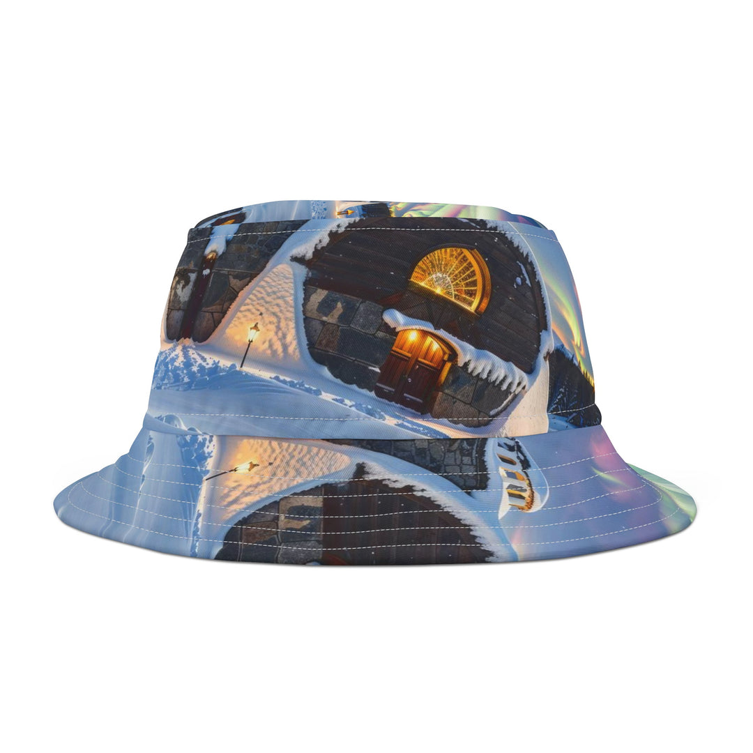 Auroral Arctic Abodes - Bucket Hat - Hats - g(0D·IO) - Large - White stitching -