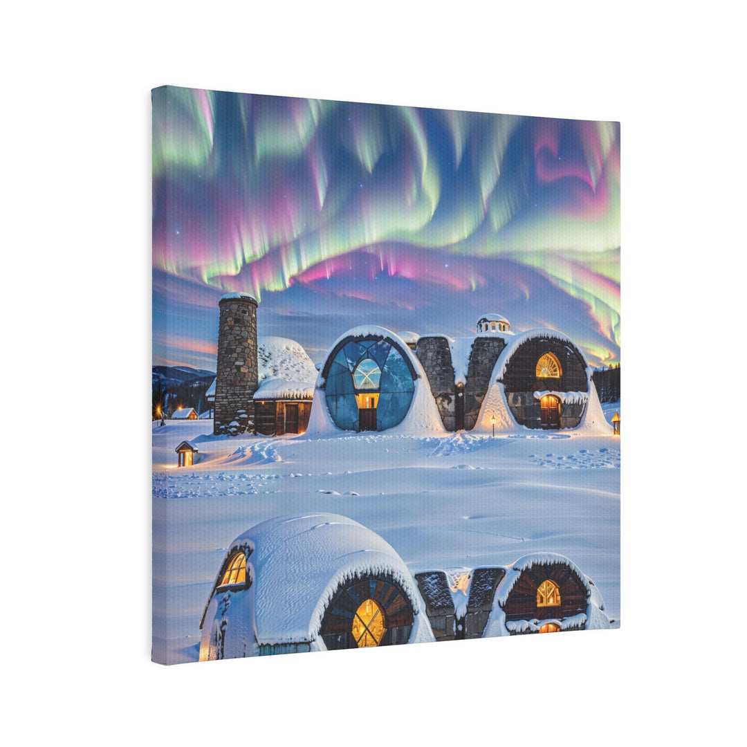 Auroral Arctic Abodes - Canvas Photo Tile - Canvas - g(0D·IO) - 8" x 8" (Square) - 0.5" -