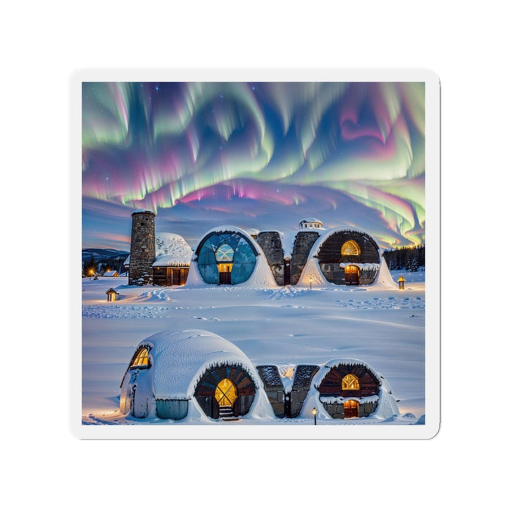 Auroral Arctic Abodes - Die-cut Magnet - Home Decor - g(0D·IO) - 5" x 5" - Die-Cut - 1 pc