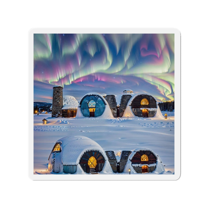 Auroral Arctic Abodes - Die-cut Magnet - Home Decor - g(0D·IO) - 4" x 4" - Die-Cut - 1 pc