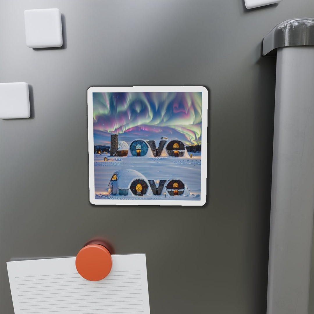 Auroral Arctic Abodes - Die-cut Magnet - Home Decor - g(0D·IO) - 6 × 6" - Die-Cut - 1 pc