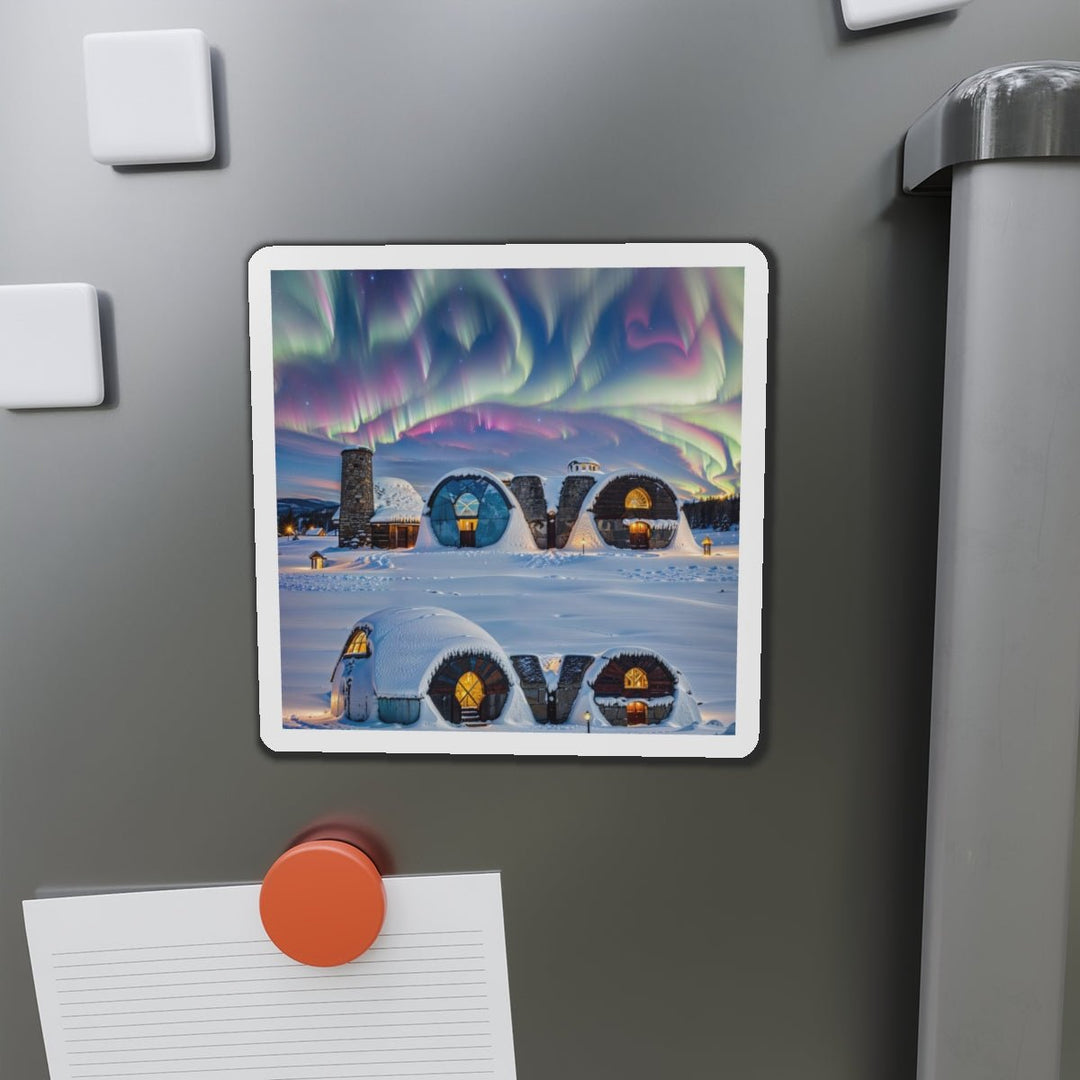 Auroral Arctic Abodes - Die-cut Magnet - Home Decor - g(0D·IO) - 6 × 6" - Die-Cut - 1 pc