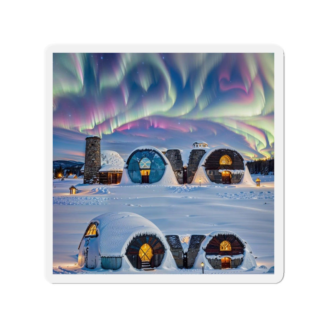 Auroral Arctic Abodes - Die-cut Magnet - Home Decor - g(0D·IO) - 6 × 6" - Die-Cut - 1 pc