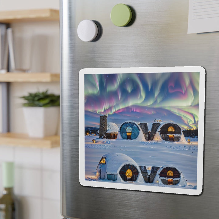 Auroral Arctic Abodes - Die-cut Magnet - Home Decor - g(0D·IO) - 6 × 6" - Die-Cut - 1 pc