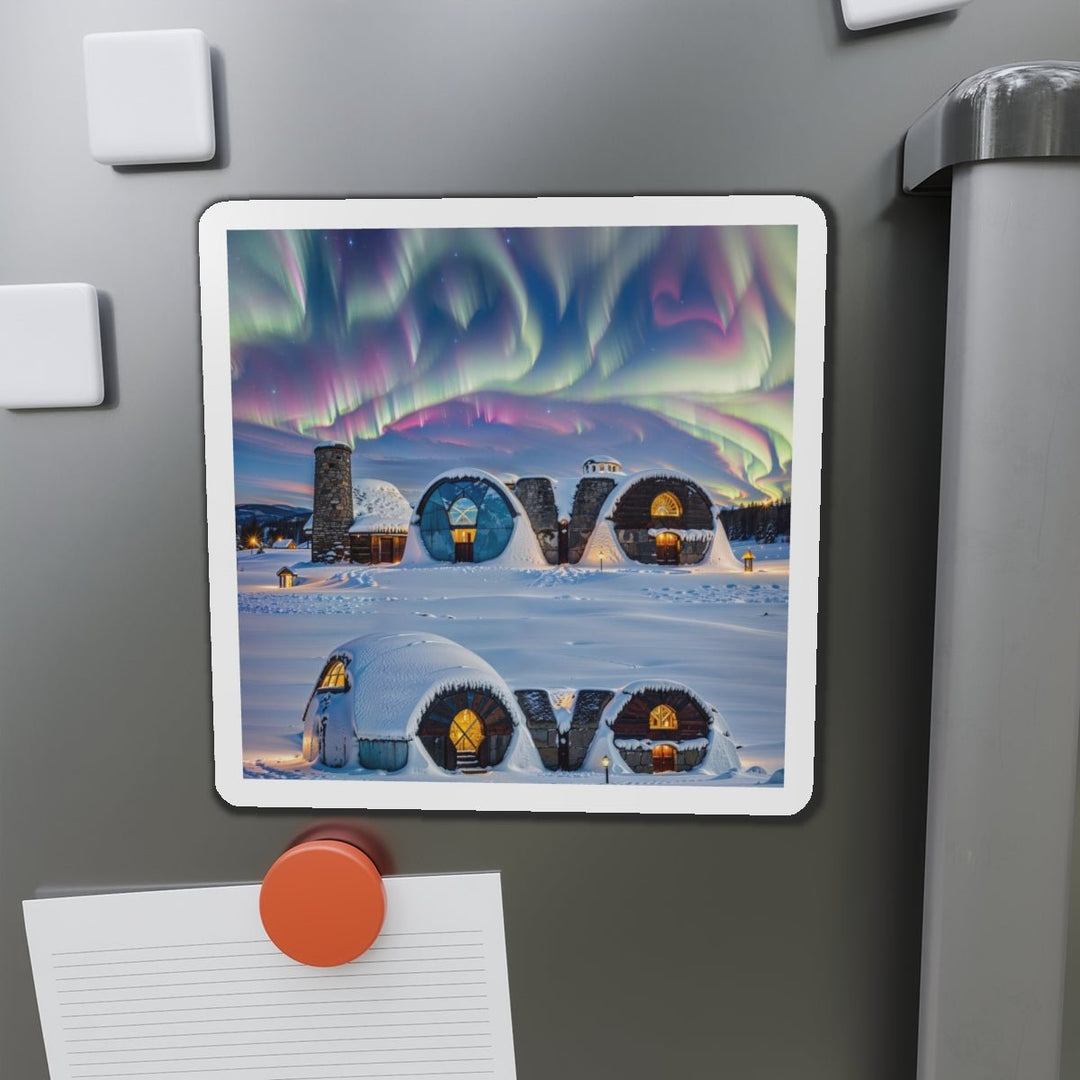 Auroral Arctic Abodes - Die-cut Magnet - Home Decor - g(0D·IO) - 6 × 6" - Die-Cut - 1 pc