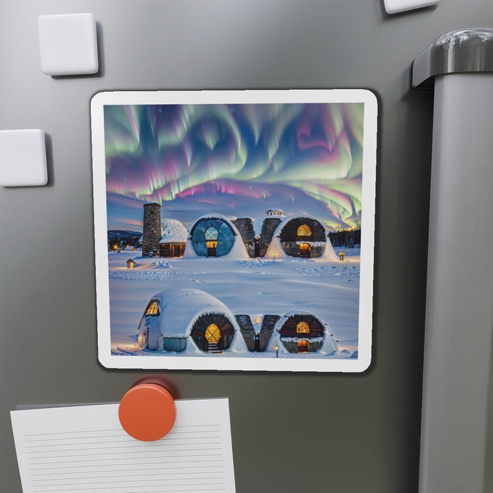 Auroral Arctic Abodes - Die-cut Magnet - Home Decor - g(0D·IO) - 6 × 6" - Die-Cut - 1 pc