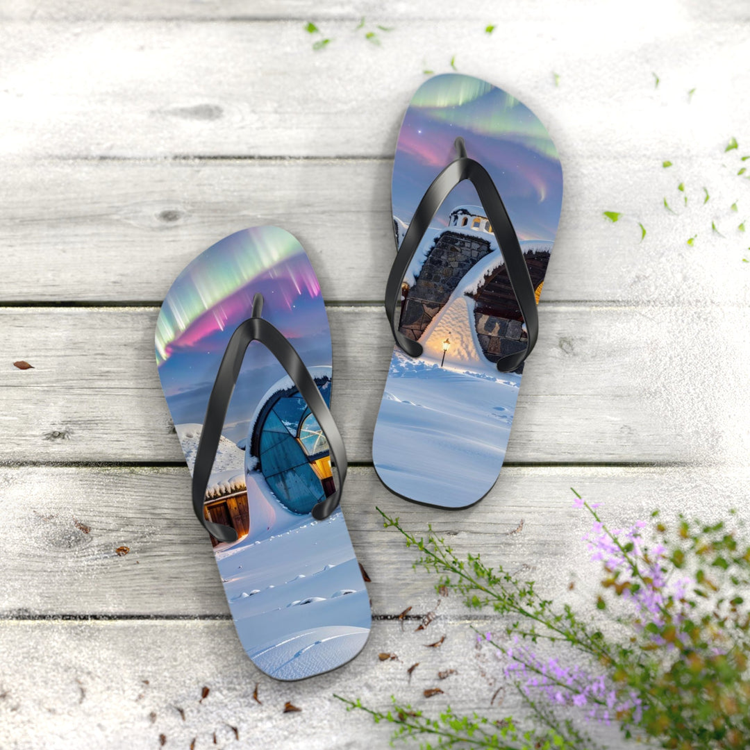 Auroral Arctic Abodes - Flip Flops - Shoes - g(0D·IO) - XL - Black sole -