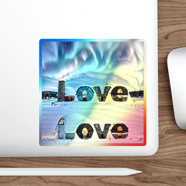 Auroral Arctic Abodes - Holographic Die-Cut Sticker - Paper products - g(0D·IO) - 5" × 5" - Die-Cut - Holographic