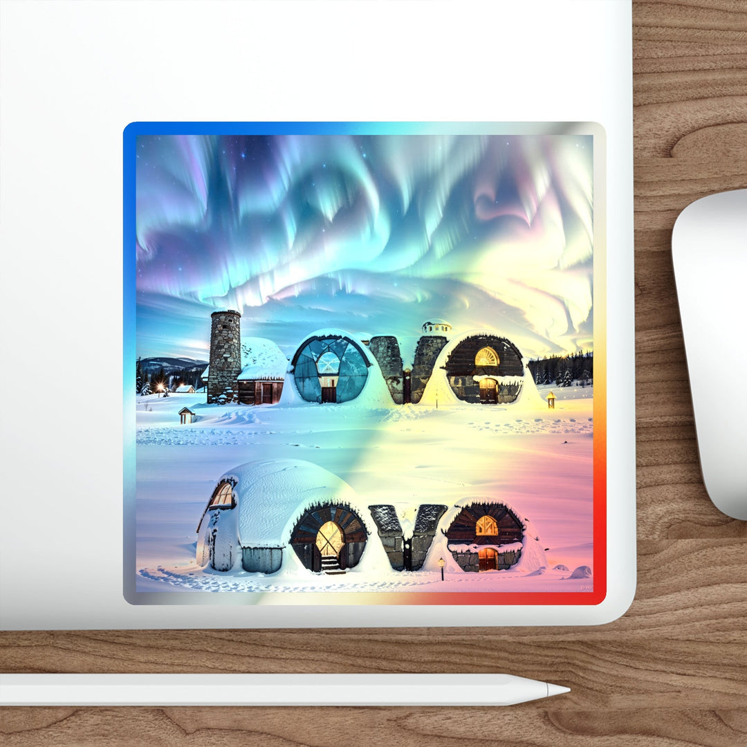 Auroral Arctic Abodes - Holographic Die-Cut Sticker - Paper products - g(0D·IO) - 5" × 5" - Die-Cut - Holographic