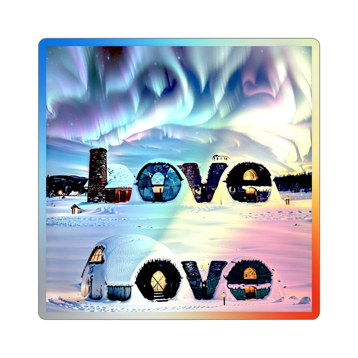 Auroral Arctic Abodes - Holographic Die-Cut Sticker - Paper products - g(0D·IO) - 4" × 4" - Die-Cut - Holographic