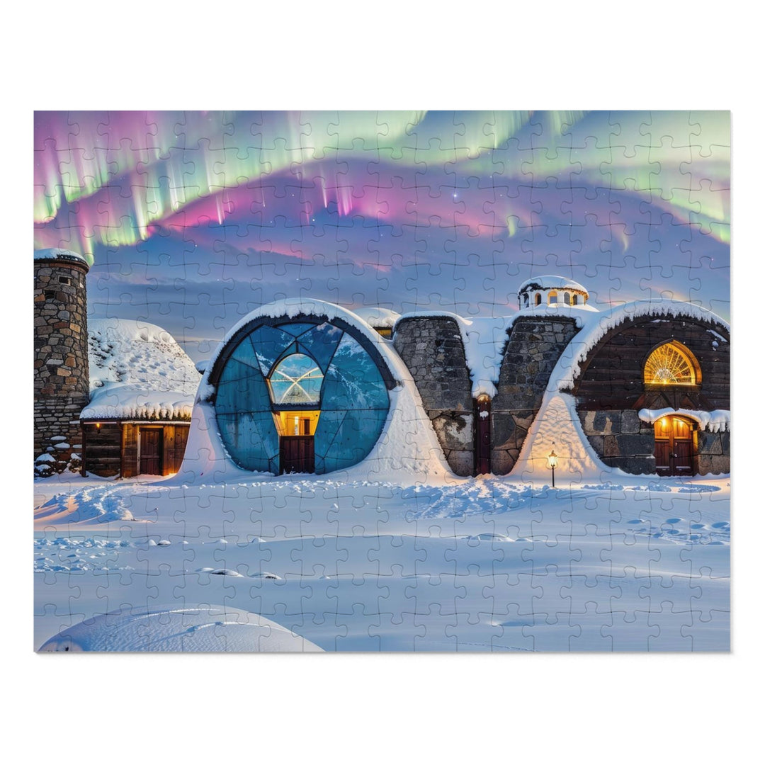 Auroral Arctic Abodes - Jigsaw Puzzle (100, 252, 500, 1000 pieces) - Puzzle - g(0D·IO) - 14" × 11" (252 pcs) - -