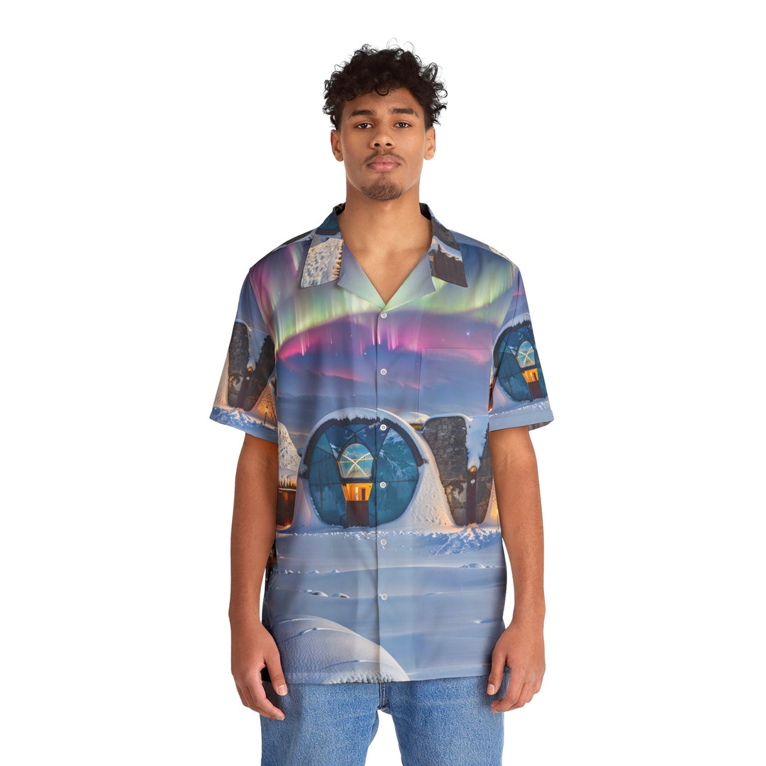 Auroral Arctic Abodes - Men's Hawaiian Shirt - All Over Prints - g(0D·IO) - S - Black -