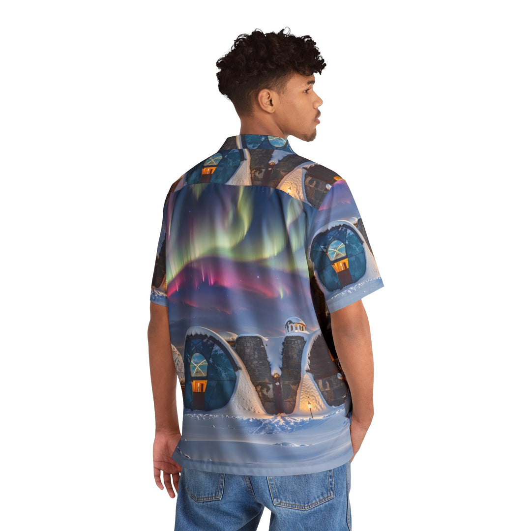 Auroral Arctic Abodes - Men's Hawaiian Shirt - All Over Prints - g(0D·IO) - S - Black -