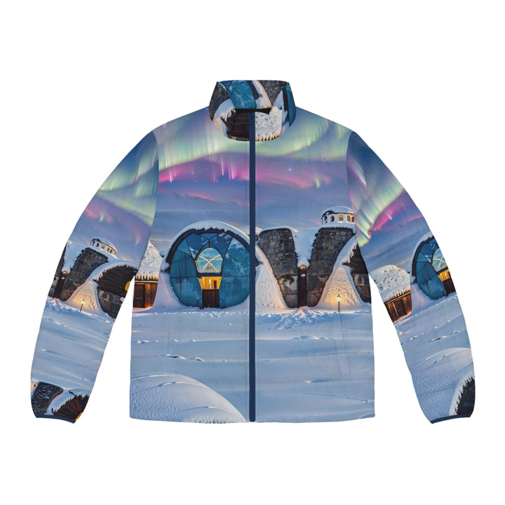 Auroral Arctic Abodes - Puffer Jacket - All Over Prints - g(0D·IO) - S - Dark blue zipper -