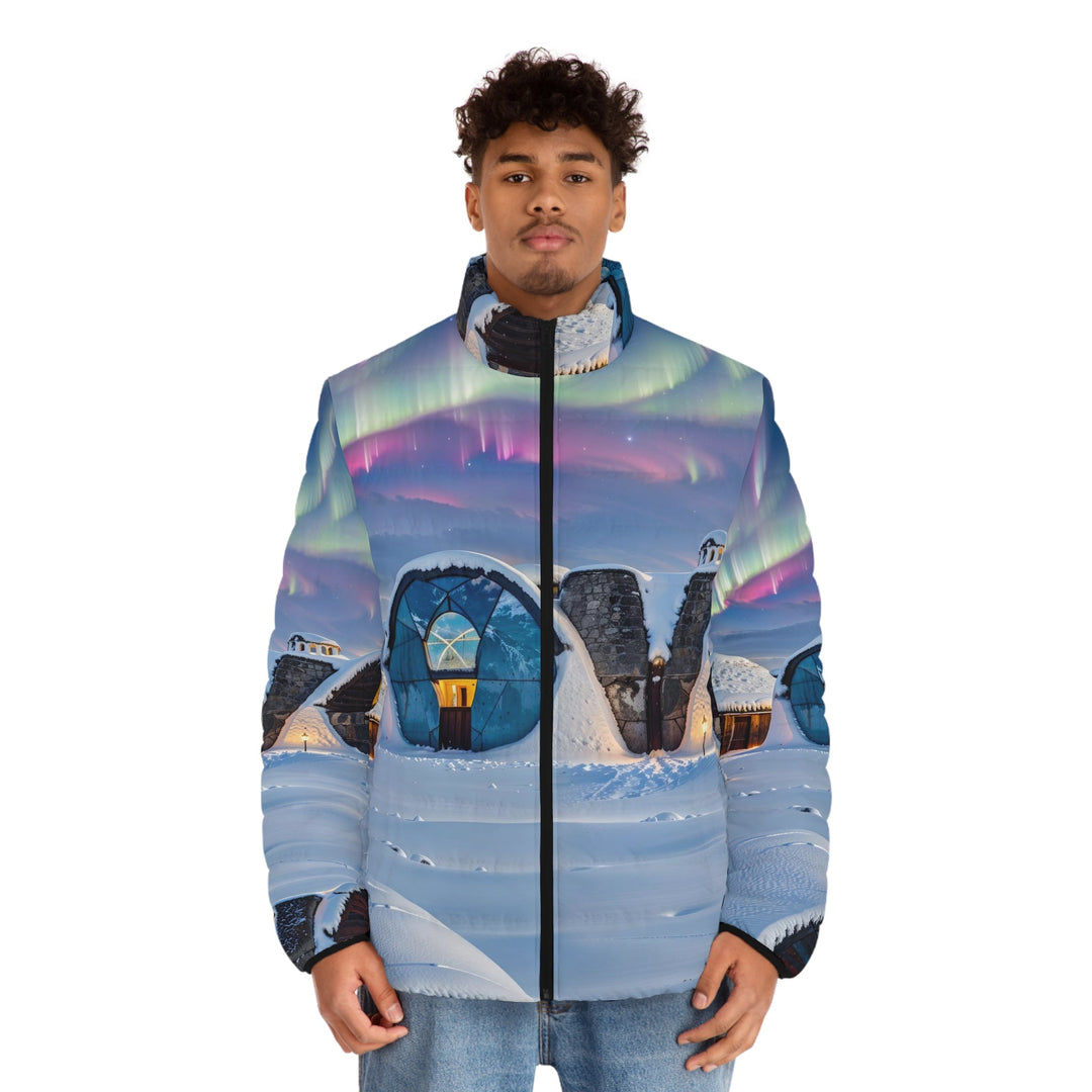 Auroral Arctic Abodes - Puffer Jacket - All Over Prints - g(0D·IO) - S - Black zipper -