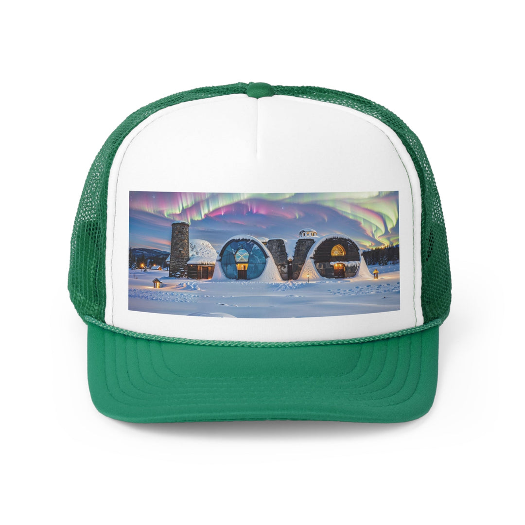 Auroral Arctic Abodes - Trucker Hat - Hats - g(0D·IO) - Green - One size -