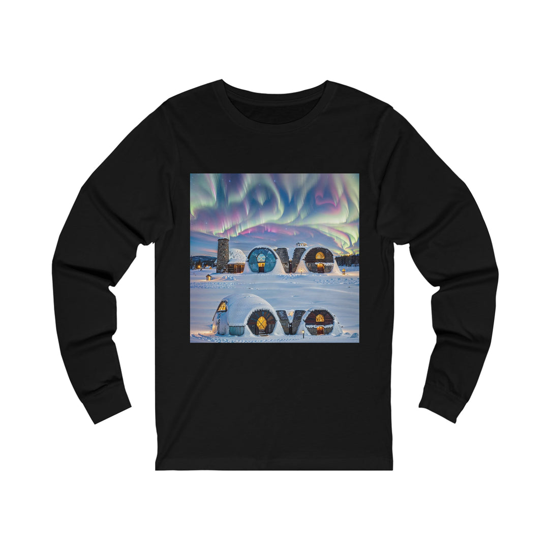 Auroral Arctic Abodes - Unisex Jersey Long Sleeve Tee - Long-sleeve - g(0D·IO) - S - Black -