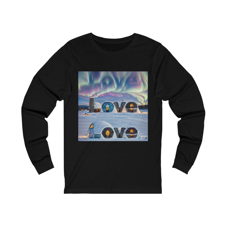 Auroral Arctic Abodes - Unisex Jersey Long Sleeve Tee - Long-sleeve - g(0D·IO) - S - Black -