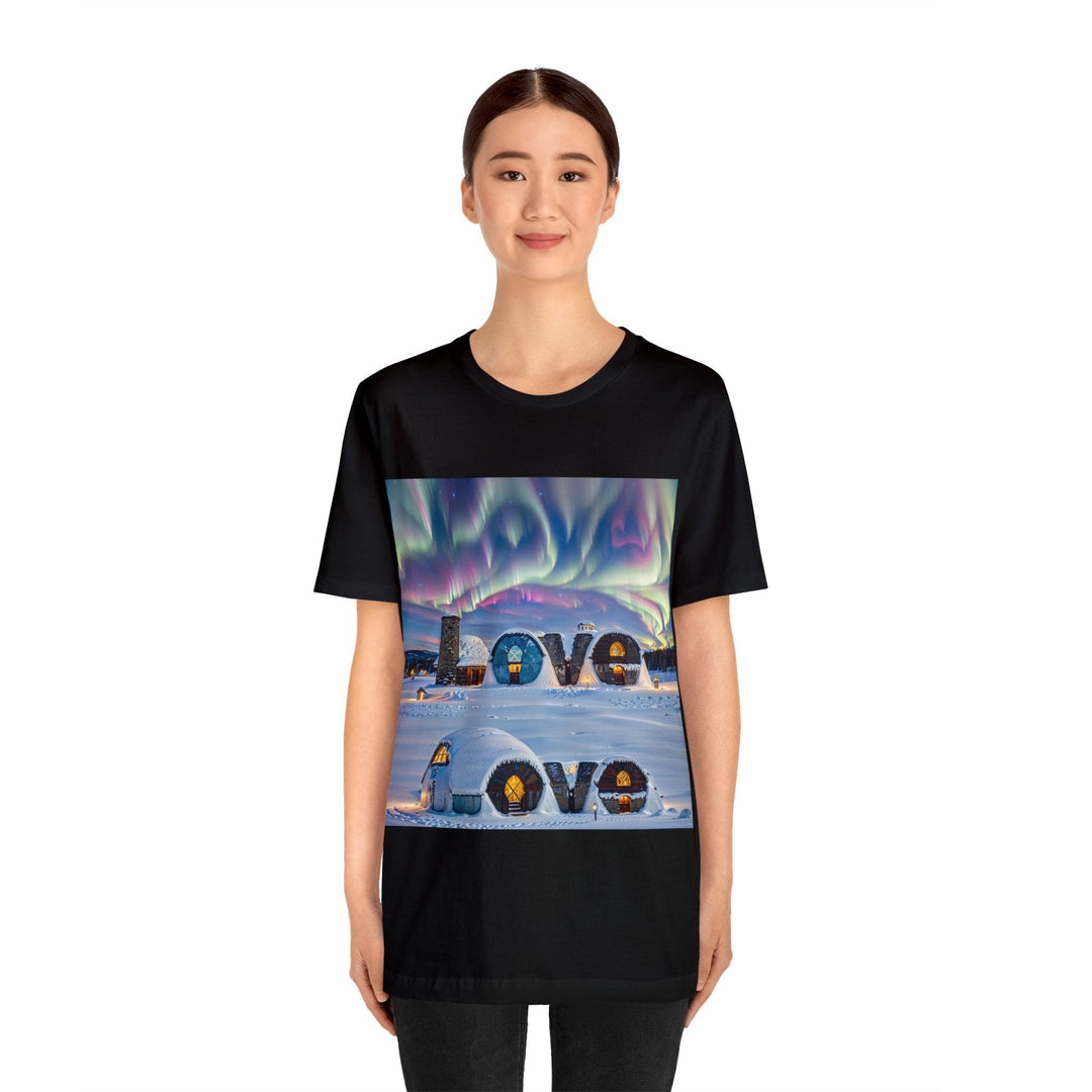 Auroral Arctic Abodes - Unisex Jersey Short Sleeve Tee - T-Shirt - g(0D·IO) - Black - S -