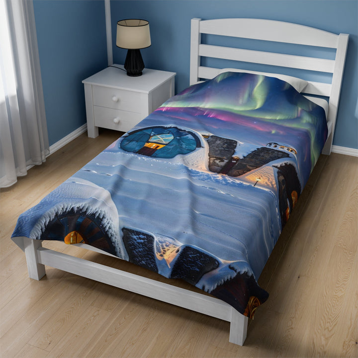 Auroral Arctic Abodes - Velveteen Plush Blanket - All Over Prints - g(0D·IO) - 60" × 80" - -