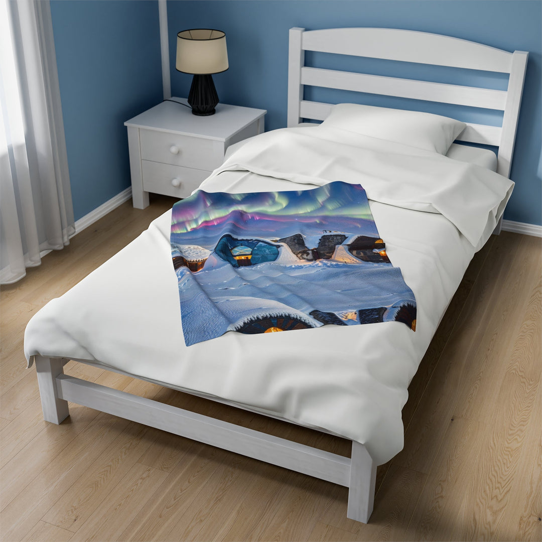 Auroral Arctic Abodes - Velveteen Plush Blanket - All Over Prints - g(0D·IO) - 60" × 80" - -