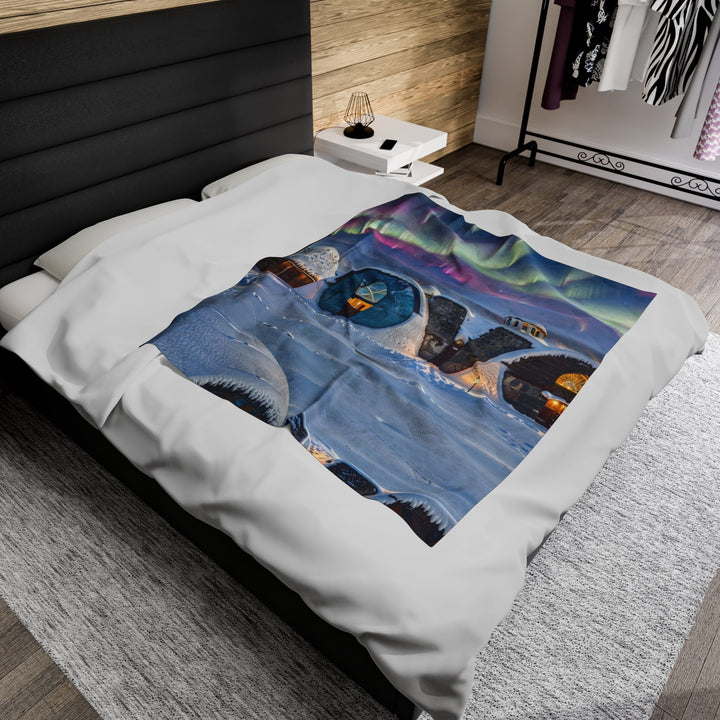 Auroral Arctic Abodes - Velveteen Plush Blanket - All Over Prints - g(0D·IO) - 60" × 80" - -