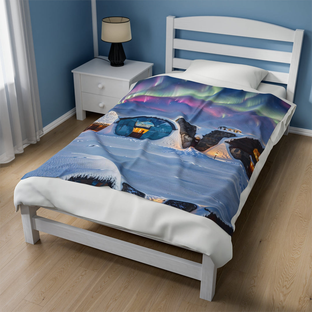 Auroral Arctic Abodes - Velveteen Plush Blanket - All Over Prints - g(0D·IO) - 60" × 80" - -