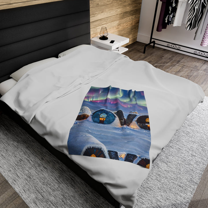 Auroral Arctic Abodes - Velveteen Plush Blanket - All Over Prints - g(0D·IO) - 60" × 80" - -