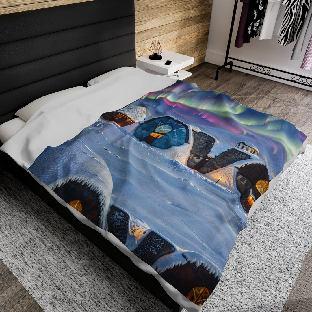 Auroral Arctic Abodes - Velveteen Plush Blanket - All Over Prints - g(0D·IO) - 60" × 80" - -