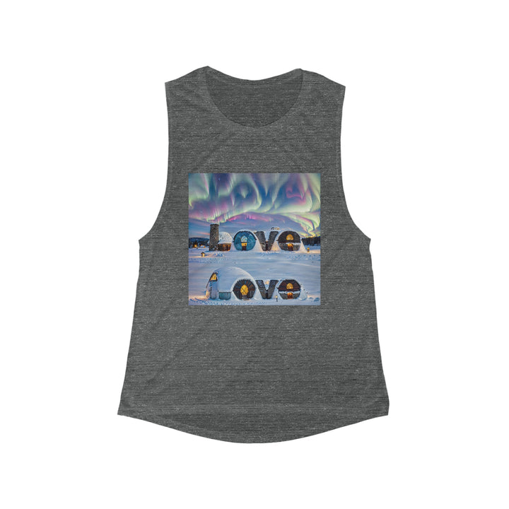 Auroral Arctic Abodes - Women's Flowy Scoop Muscle Tank - Tank Top - g(0D·IO) - S - Asphalt Slub -