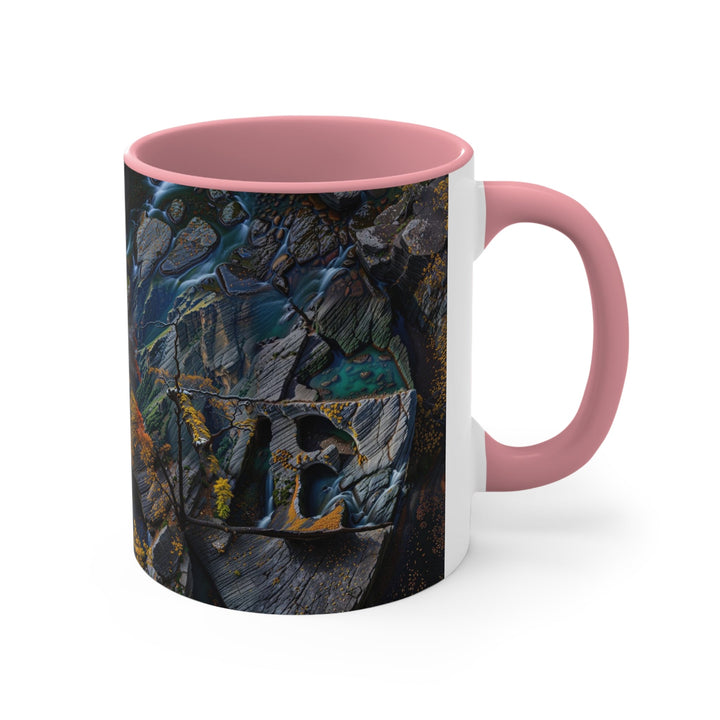 Autumn Geometric Contrast - Accent Coffee Mug - Mug - g(0D·IO) - Pink - 11oz -