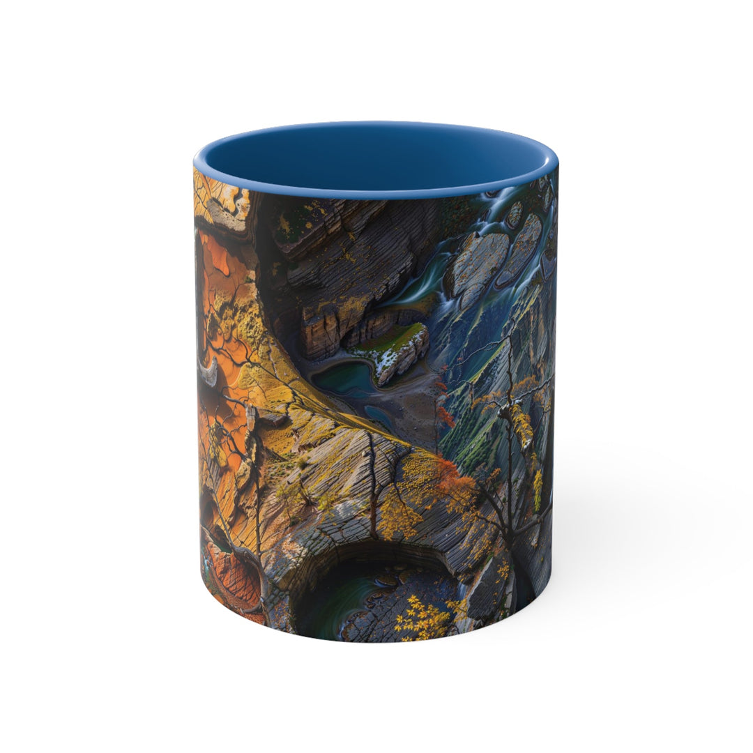 Autumn Geometric Contrast - Accent Coffee Mug - Mug - g(0D·IO) - Blue - 11oz -