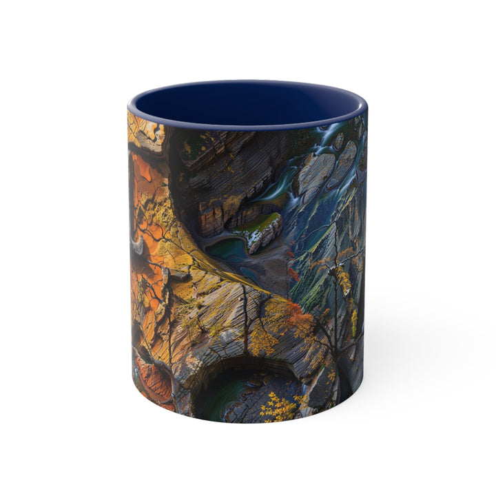 Autumn Geometric Contrast - Accent Coffee Mug - Mug - g(0D·IO) - Navy - 11oz -