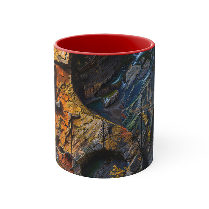 Autumn Geometric Contrast - Accent Coffee Mug - Mug - g(0D·IO) - Red - 11oz -