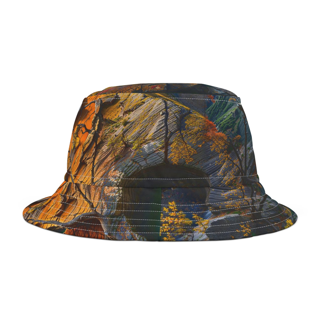 Autumn Geometric Contrast - Bucket Hat - Hats - g(0D·IO) - Large - White stitching -